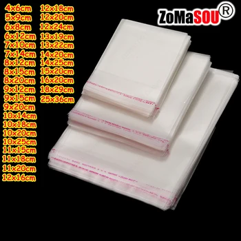 1000-100 pièces OPP sac en plastique Transparent auto-adhésif sacs en Cellophane transparents auto-scellant pour bijoux cadeau Cookie emballage de bonbons