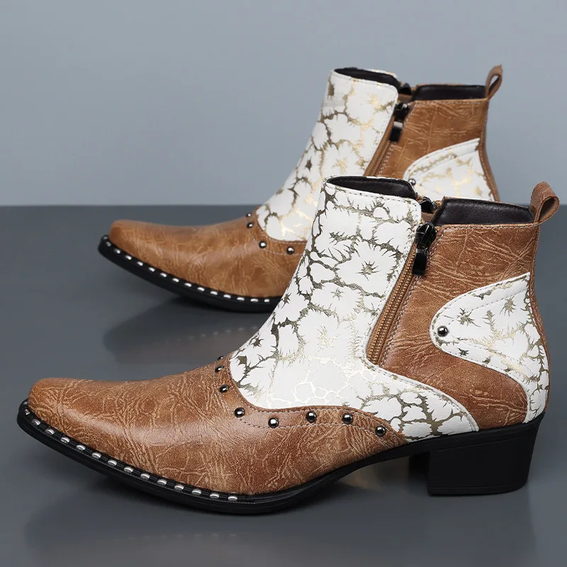 Large-sized men's brogues high-top leather shoes, Chelsea boots for men autumn boots M051