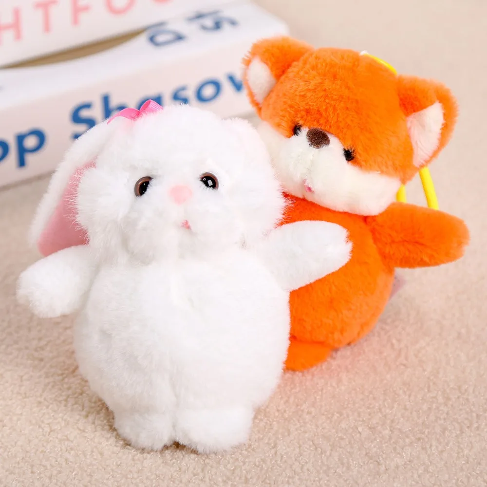 Cute Rabbit Capybara Plush Keychain Bear Raccoon Animal Doll Keychain Comfort Soft Plush Toys Small Pendant Kids Gifts