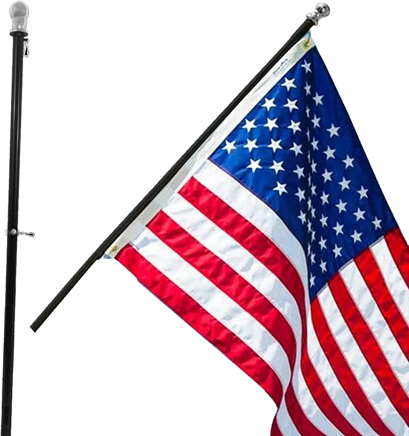 

Tangle Free Flag Pole 6 Ft Spinning Aluminum Wind Resistant Rust Proof Black for American Flags Residential Yard
