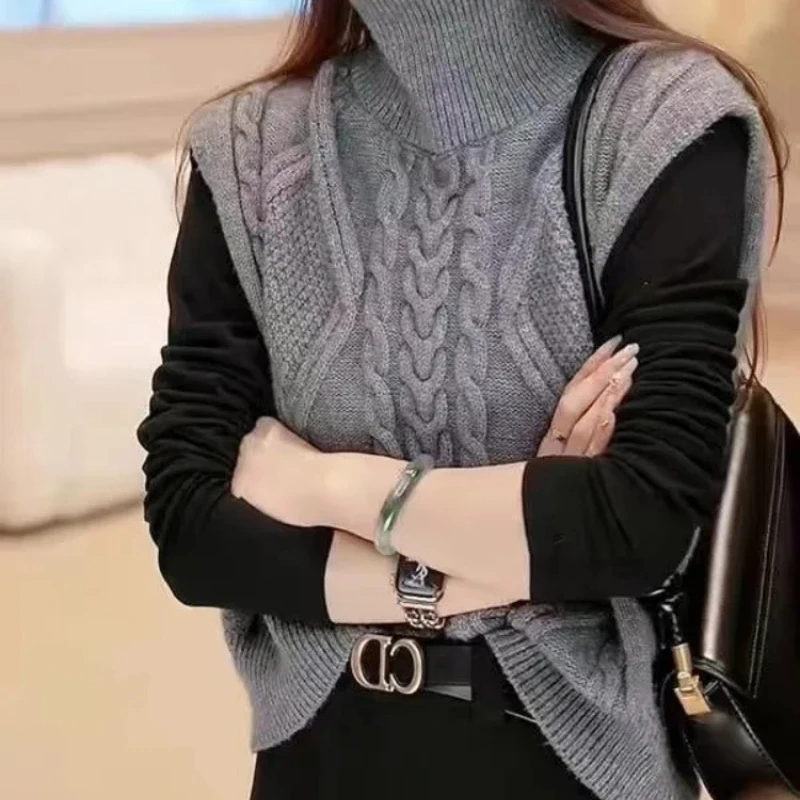 Waistcoat Sleeveless Solid Pullover Women's Knitted Vest Elegant Clothing Classic Crochet Clothes Korean Style Female Sweater