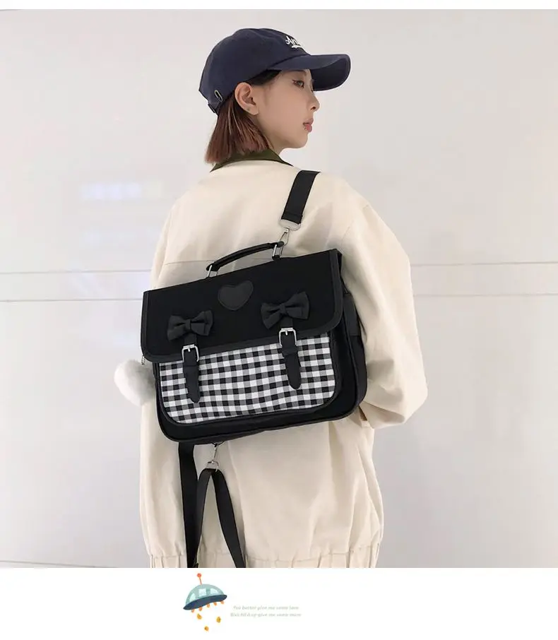2025 New College Wind Bow Crossbody Bags Japanese JK Uniform Backpacks for Women Sweet Heart Lolita Handbags Teenage Girls