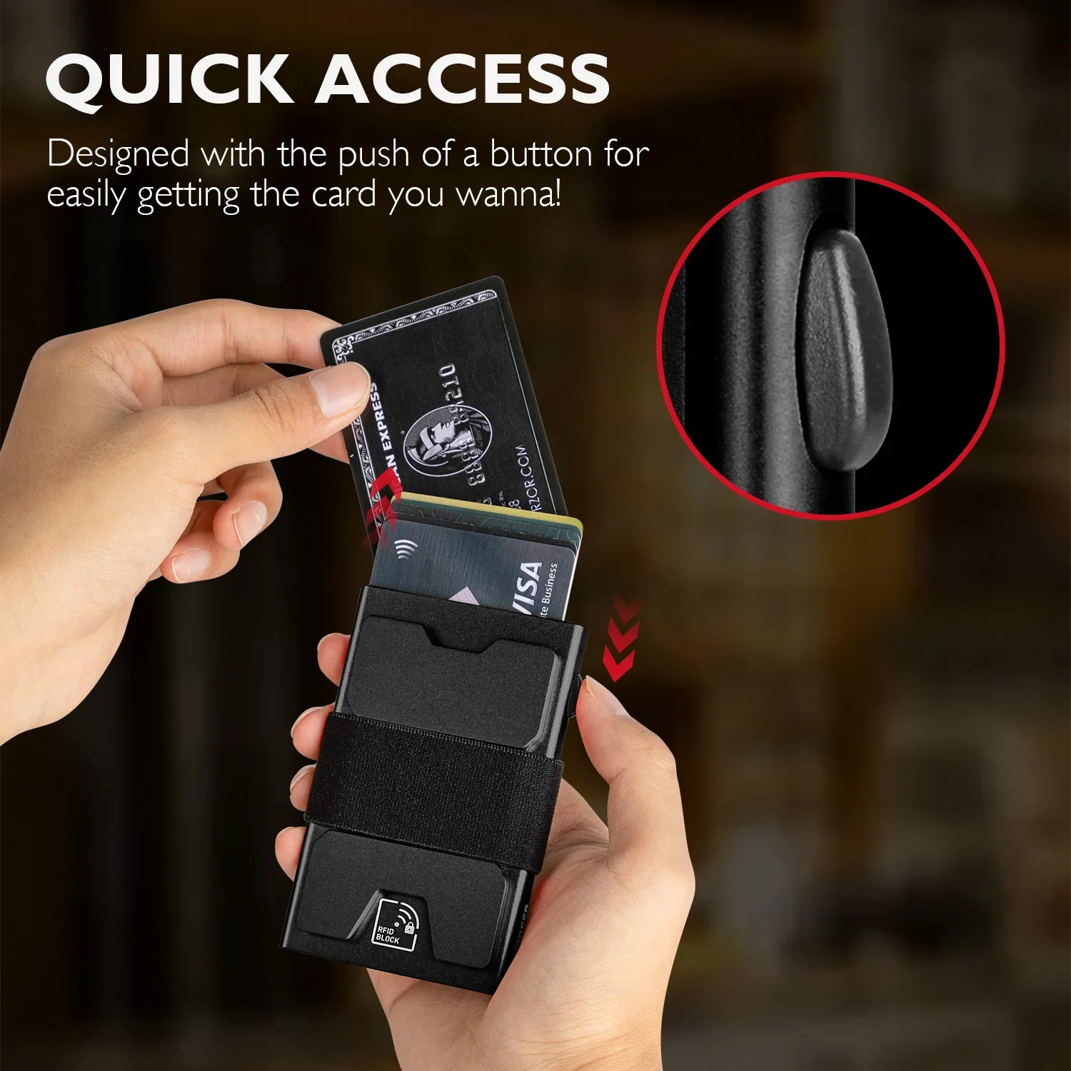 Slim Pop Up Wallet, Minimalist Credit Card Holder For Men And Women RFID Blocking Mini Metal Case Holiday Gift Fallow