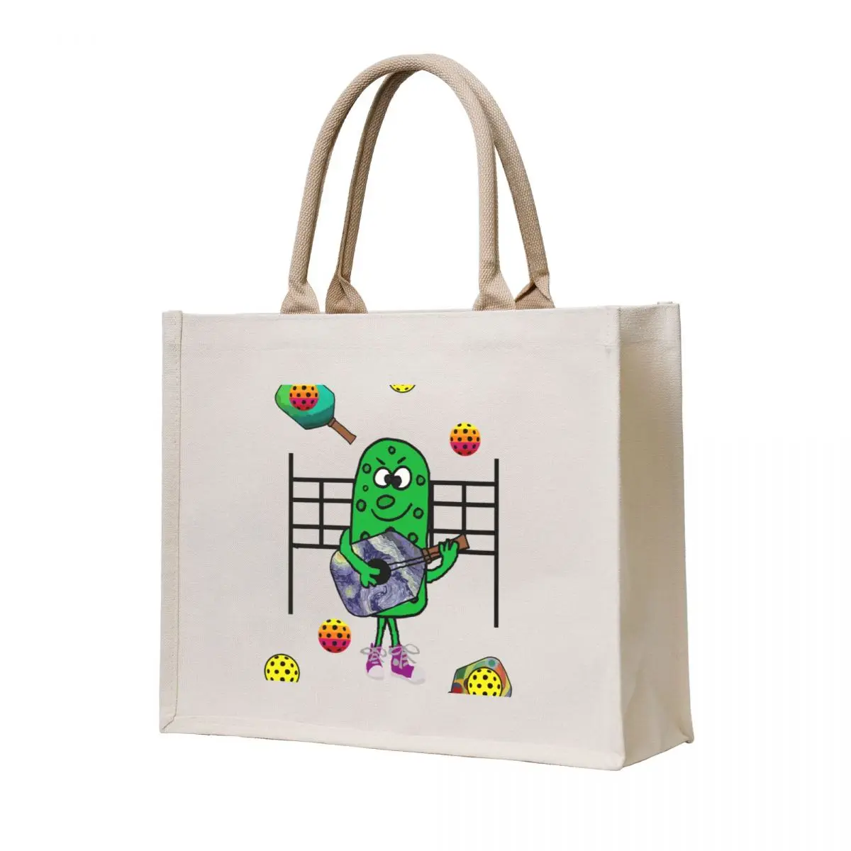 

Funny Pickleball Pickle Playing Guitar Tote Bag Fabric bag great bag Handbags women Gift
