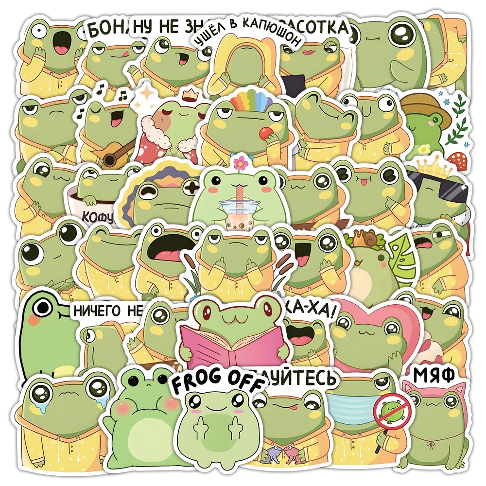 

10/30/53pcs Cartoon Frog MEME Stickers Funny Decals for Kids Toy Water Bottle Stationery Phone Cute Animal Graffiti Sticker Pack