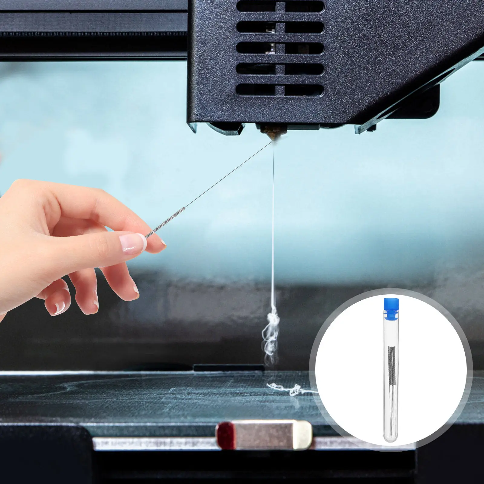 

25Pcs Printer Nozzle Cleaner Needles Sturdy Cleaning Needle 0.35mm 3D Printer Accessories Essential Cleaning Tools Set