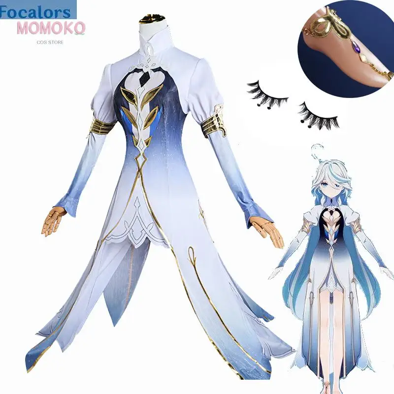 

Furina Focalors Cosplay Goddesses Costume Dress Wig Game Genshin Anime Cosplay Drama Blue Fancy Uniform Hat Queen Suit