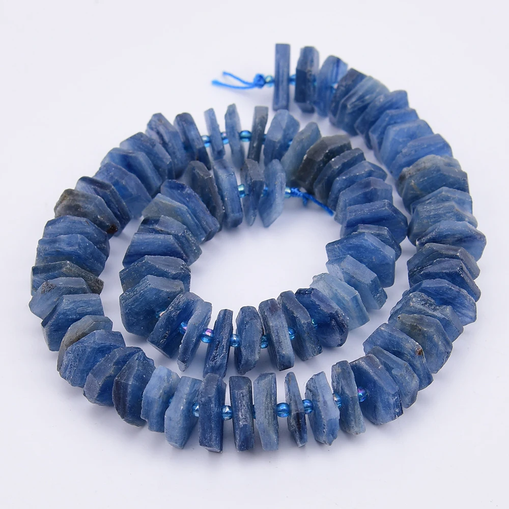 APDGG Natural Blue Kyanite Quartz Raw Rough Wheel Disc Slice Loose Beads 15.5" Strands Jewelry Making DIY view 4