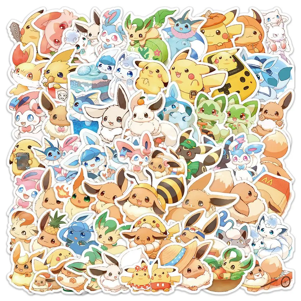 60 قطعة ملصقات الكتابة على الجدران Eevee اللطيفة Sylveon بوكيمون أنيمي الكرتون ملصق مائي الأمتعة كأس الهاتف الغيتار الثلاجة سجل القصاصات ألعاب أطفال