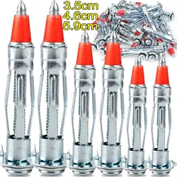 50/10x Red Pointed Expansion Rivets Cross Galvanized Steel Hollow Wall Drive Anchor Screws Sleeve Fasteners Woodwork Bolt Sets