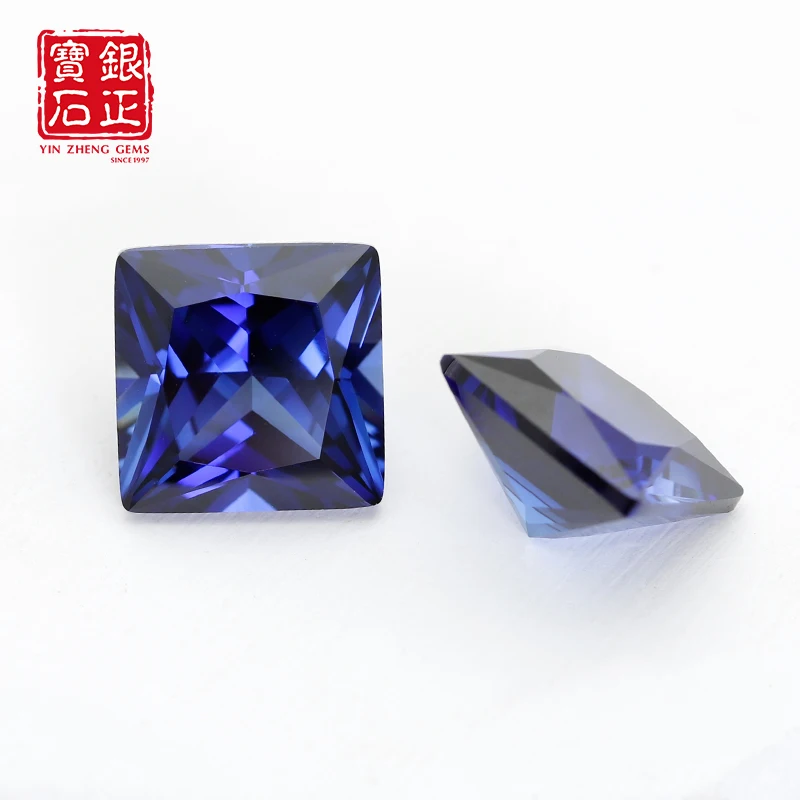 Lab Grown Blue Synthetic Flame Melted Square Princess Cut Synthetic With AGL Certifacate Loose Stone Cultivate For Making Jewelr