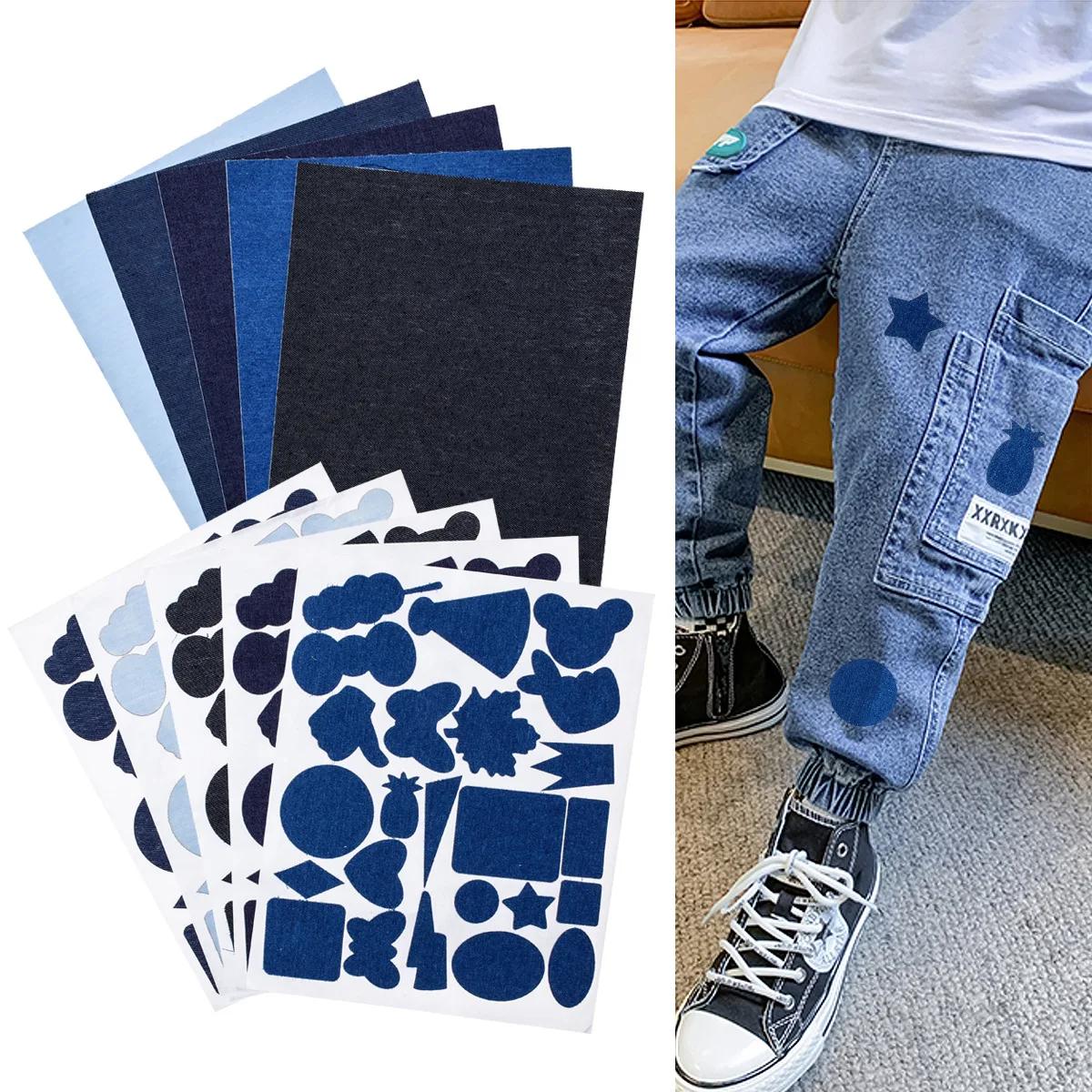 New Self-adhesive Denim Pants Clothes Damaged Seamless Repair Mending Hole Patch Knee Patch Cloth Patch Handmade DIY