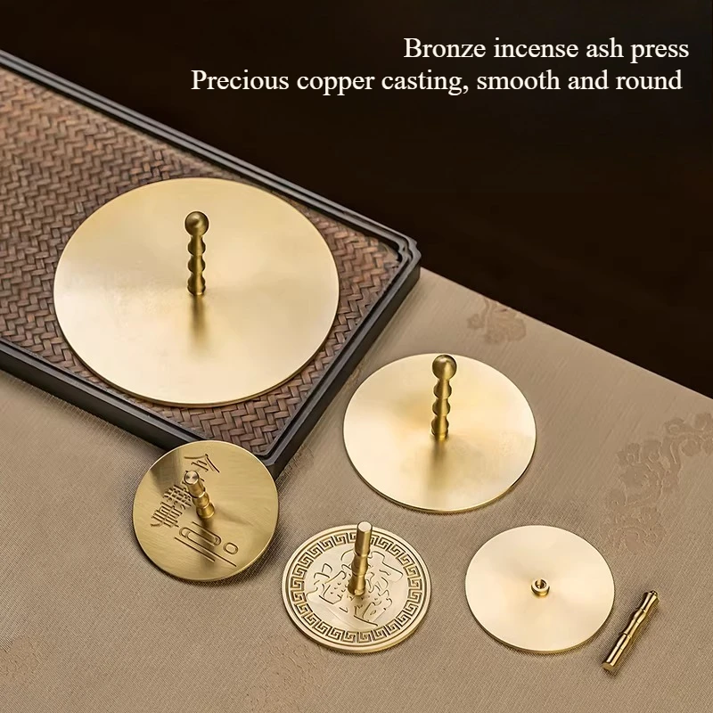 Brass Seal Script Offering Worship Buddha Press Incense Ash Incense Ceremony Burner Temple Worship Study Room Office Bedroom