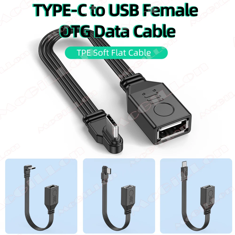 

Flat Type C to OTG USB Cable,Suitable for Phones Tablet and Computers Function on TYPE-C 90 Degree Male to USB2.0 Female Adapter
