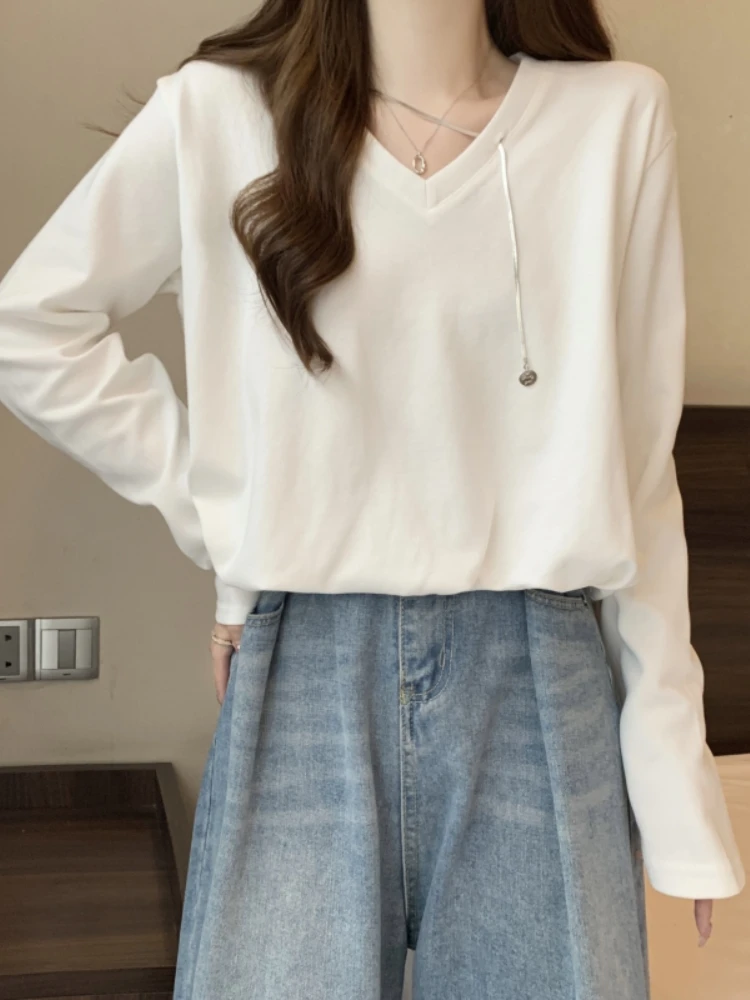 Slimming Short Sleeveless V-Neck Long Sleeve T-Shirt Women's Base Layer Shirt plus Size Cover Belly Waist Shaping European St...