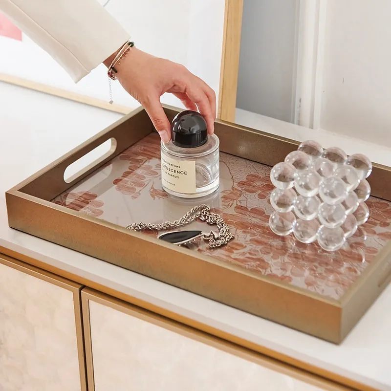 Pallet storage Light luxury aromatherapy tray Desktop storage Disc round square national style