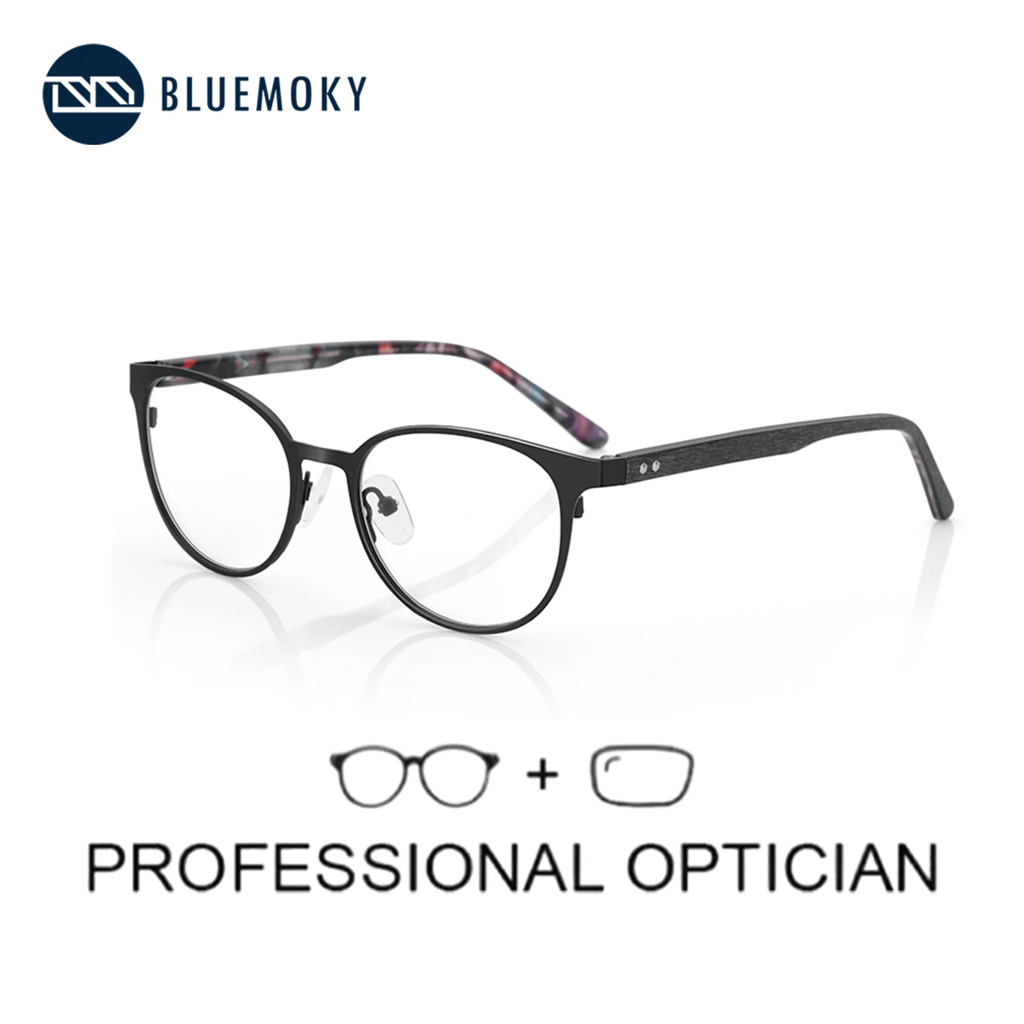 

BLUEMOKY Metal Prescription Eyeglasses Square Children Progressive Optical Eyewear Myopia Hyperopia Anti Blu-ray Glasses