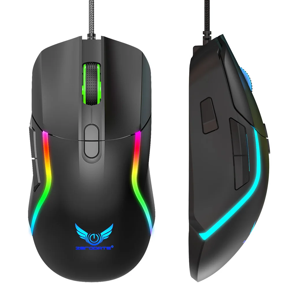 RGB Backlit Gaming Wied Optical Mouse 6400DPI Adjustable Ergonomic Design Gamer Mouse With Marco For PC Computer Laptop Tablet