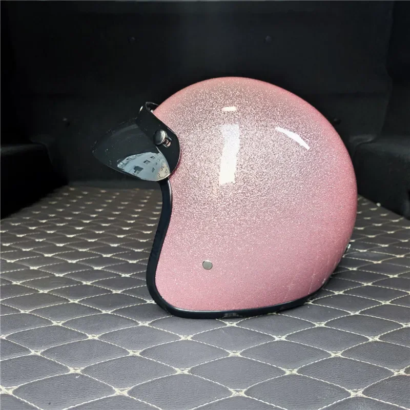 

Women Girls DOT Pink Color Retro Motorcycle Helmet 3/4 Open Half Helmet Unisex Vintage ABS Material Motorbike Helmet