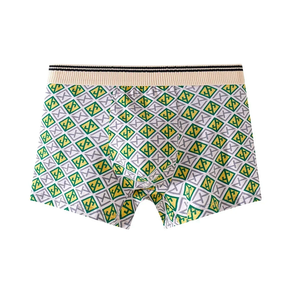 

Men's Panties Printed Mid Waist Underwear Breathable Retro Boxer Shorts Gay Sissy Bulge Pouch Underpants Sexy Trunks Knickers