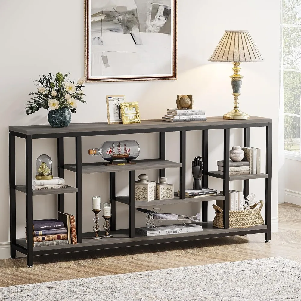 

Console Sofa Table, 70.9 inch Extra Long Console Table Behind Couch with Storage Shelves, 3-Tier Modern Narrow Entryway Hallway