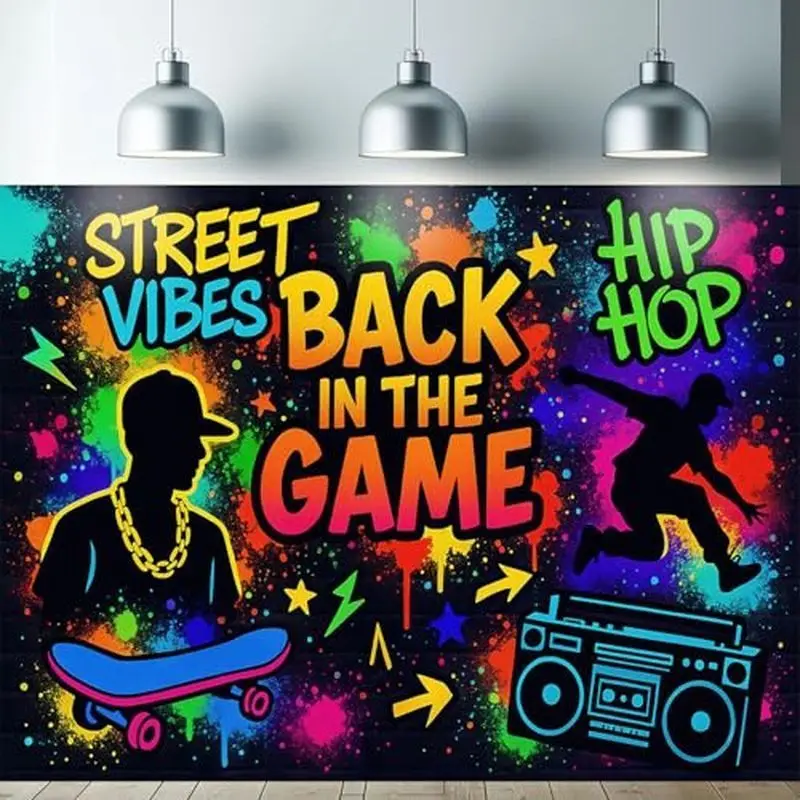 VIKAMA Hip Hop Street Style Tapestry, Neon Graffiti Wall Hanging, Urban Art Wall Decor for Dorm Game Room Bedroom Esports Decor