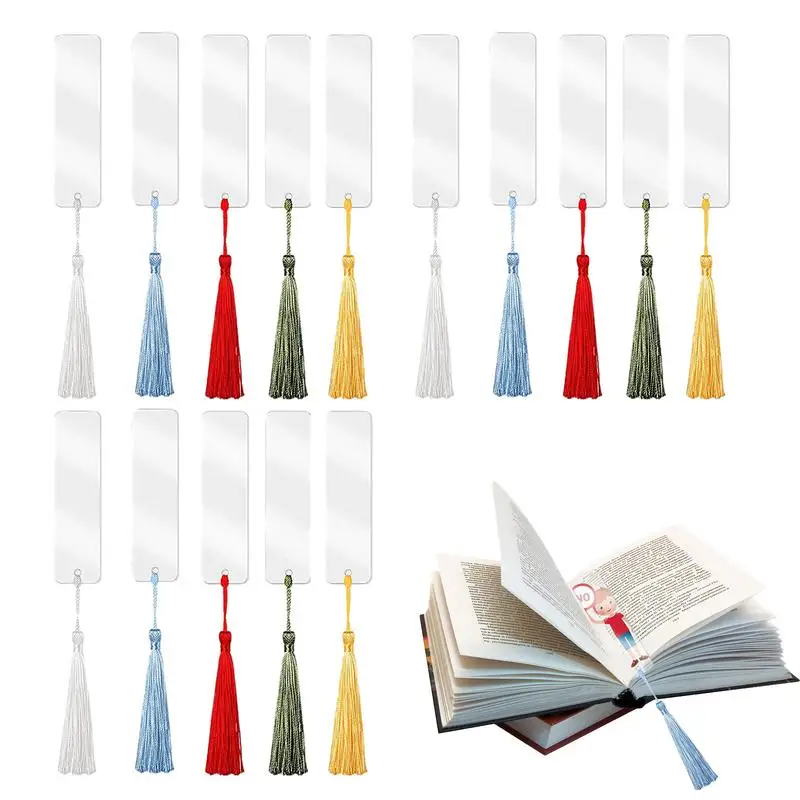 Acrylic Bookmarks With Tassels Clear Acrylic Craft Bookmarks Rectangle Exquisite And Stylish Tags For Students Book Lovers And