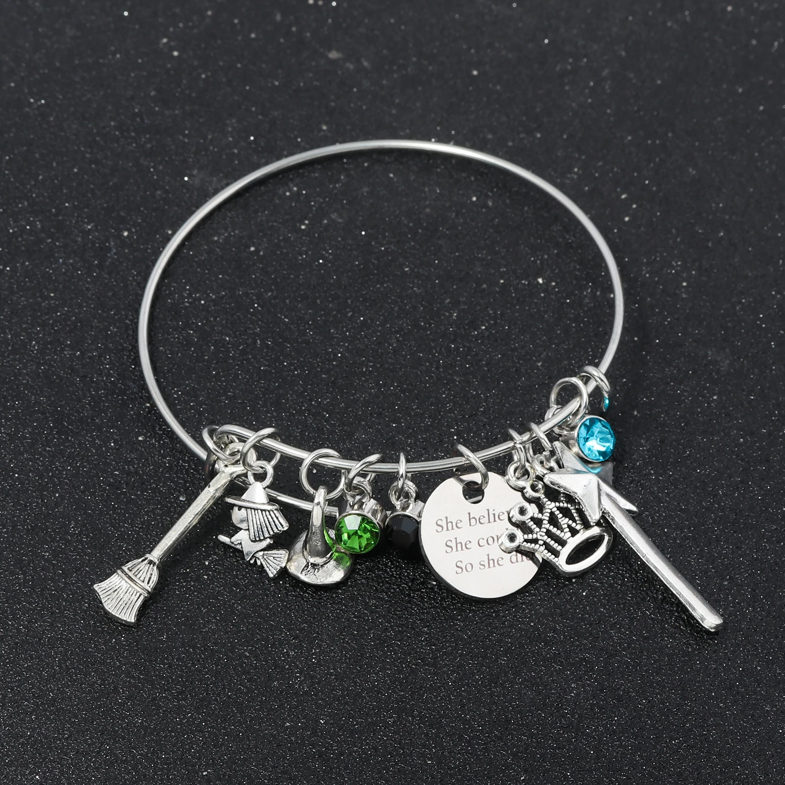 Wicked The Musical Charms Bracelets Magic Bad Witch Adjustable Metal Bracelet Hat Broom Combo Bracelet Unisex Jewelry Gift