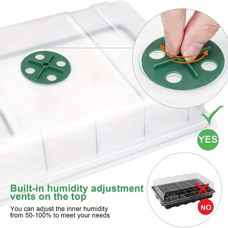 1/5-Piece Seedling Tray Kit - 24 Cell Greenhouse Starter with Humidity Dome & Base, Green Plastic Propagation Trays - view 5