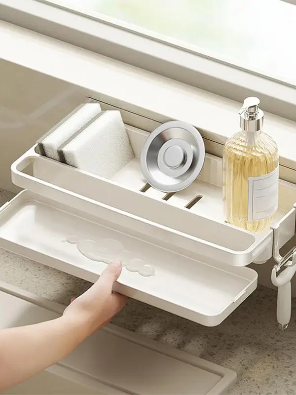 Dish Storage Rack Multi-Function Sink Faucet Drain Compact Sinks Sponge Rack For Kitchen Sink Sink Cutlery Storage Shelf