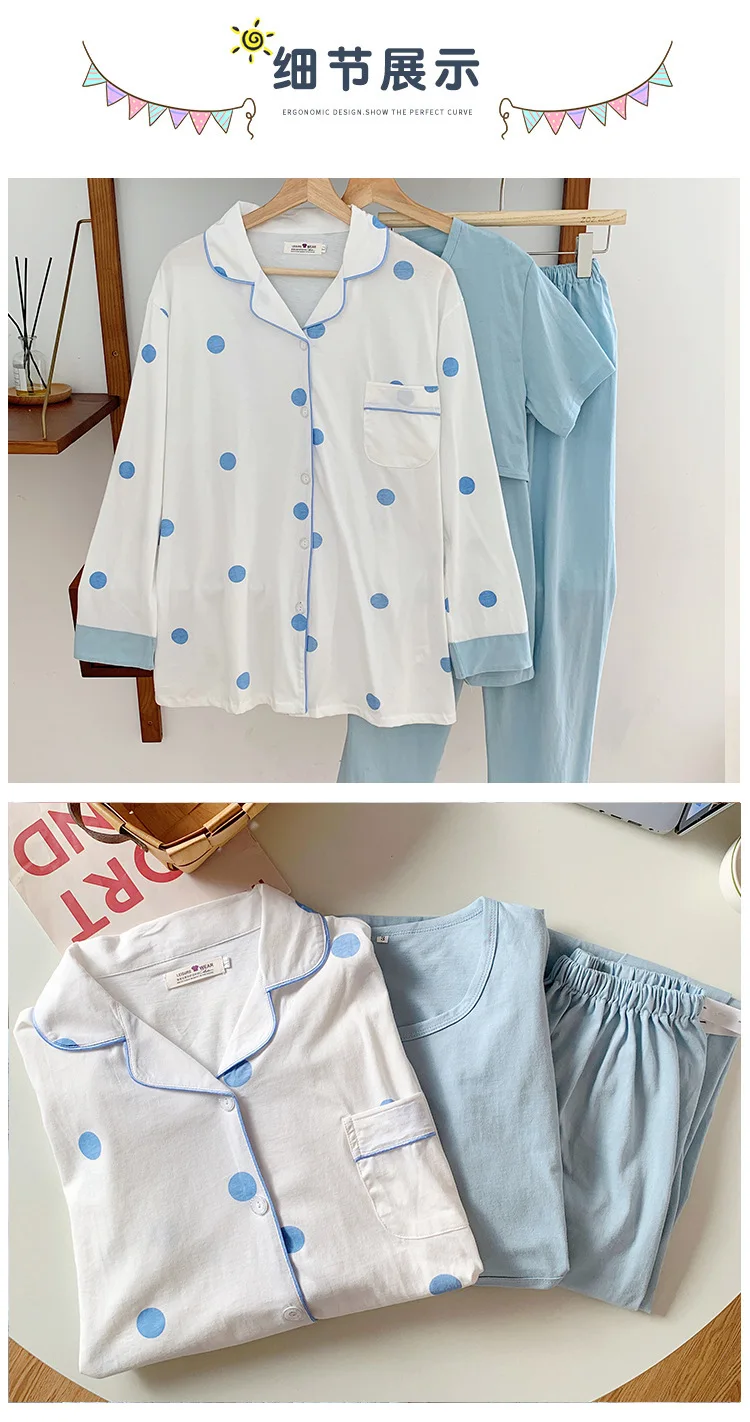 Cotton 3 Pieces Set Maternity Clothes Maternity Sleepwear Breastfeeding Sleepwear Nursing Pajamas Pregnant Women Pajamas Set