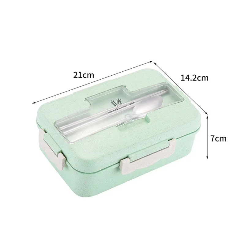 Microwave Lunch Box Wheat Straw Bento Box With Dinnerware Food Storage Container Children Kids School Office Portable Bento Box