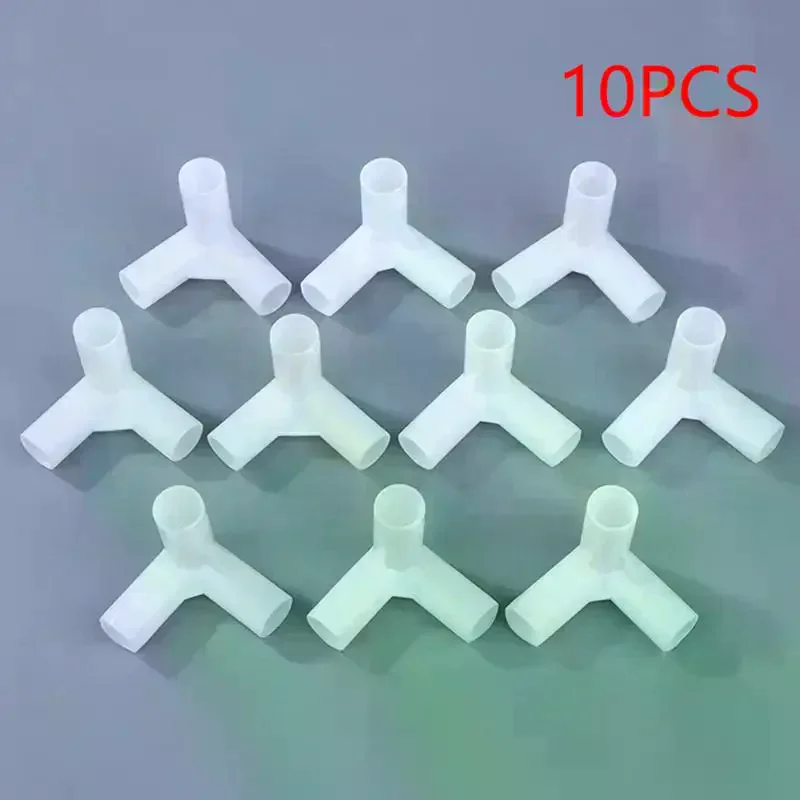 10PCS 12mm Plastic White Pipe Connector DIY Shelf Tent Fixed Joint Fitting Tee Four Way Straight Elbow Wardrobe Hook Joint