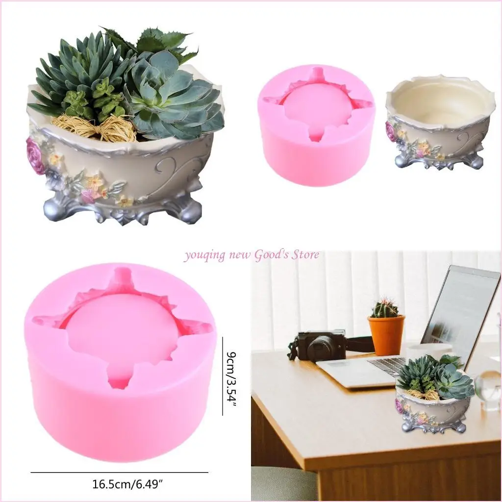 

57QA Эпоксидная плесень Блюдо из сочные цветочные кастрюли Силиконовая плесень зеркальная смола