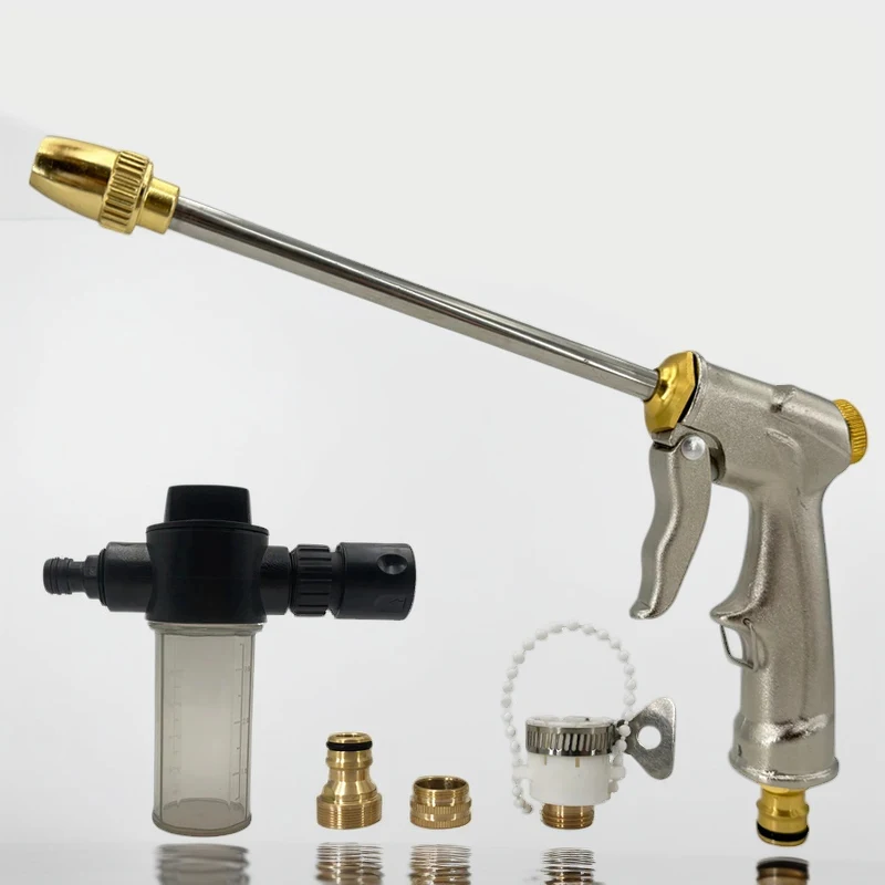FLOWERS SPRAL High Pressure Car Wash Spray Gun Alloy Long Rod Metal Handle Foam Kettle Adapter Household Garden Cleaning ﻿