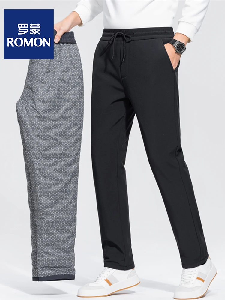 

Мужские пуховые брюки Rn: легкие, теплые, утолщенные, белые, для зимы, активного отдыха, повседневной носки, спорта и досуга, модные городские