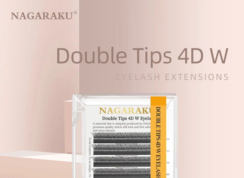 NAGARAKU Doppelspitzen 4D W-Form Wimpernverlängerungen Split Top 8 Einzelne Verschränkte Wimpern – Detail 1