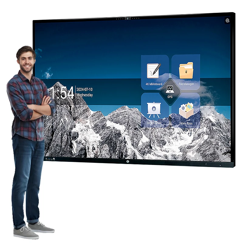 75-Inch Intelligent Conference Tablet IR Touch 4K LCD Screen Dual System Interactive Whiteboard Smart Writing Whiteboard