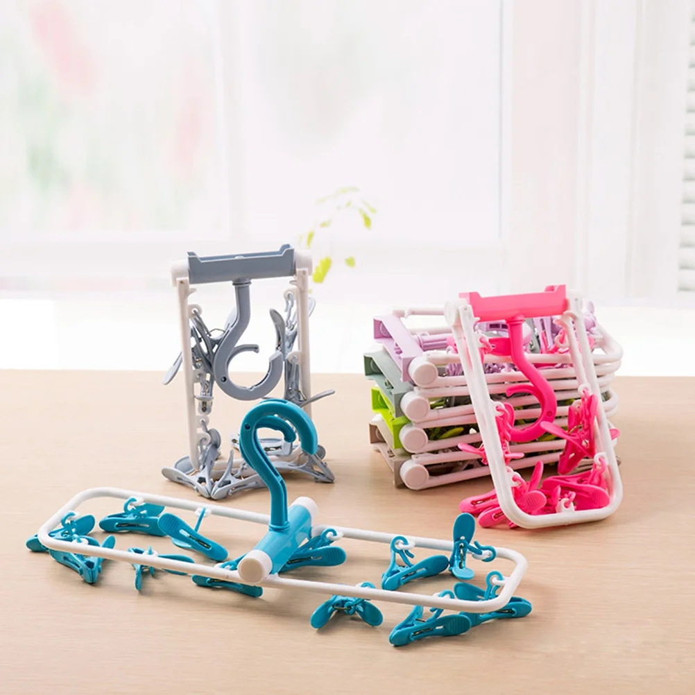 Laundry Hanger Drip Hanger Foldable Laundry Drying Rack For Bras Lingerie Delicates Rust Resistant 12 Pegs Pink