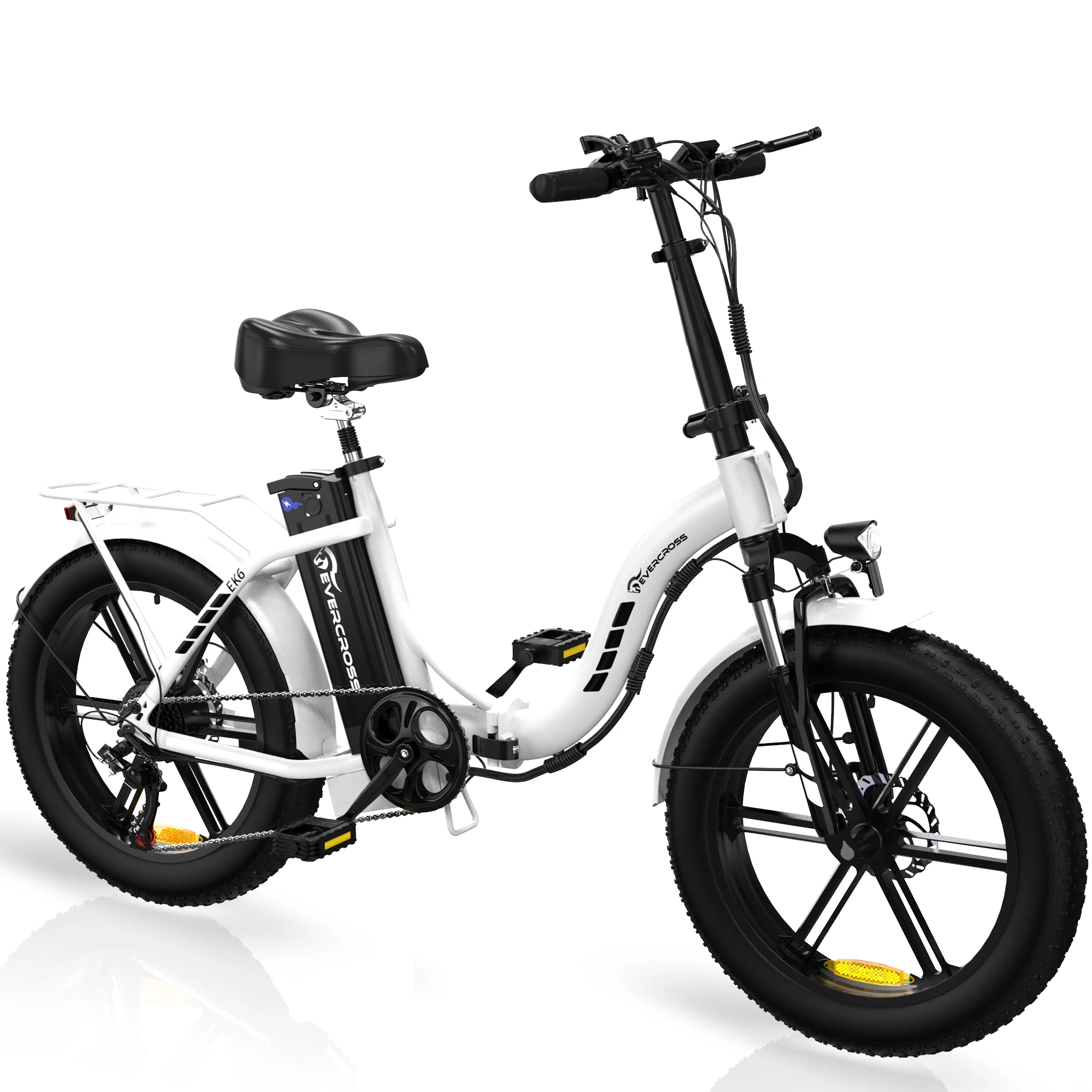 EVERCROSS TECH EK6 Ultra 20'' elektrische fatbike met 48V 18Ah BMS accu, All-Terrain fietsset, LCD display, APP, NFC, 250W, hydraulische schijfremmen, voorvorkvering, 7 versnellingen, 62 Nm koppel