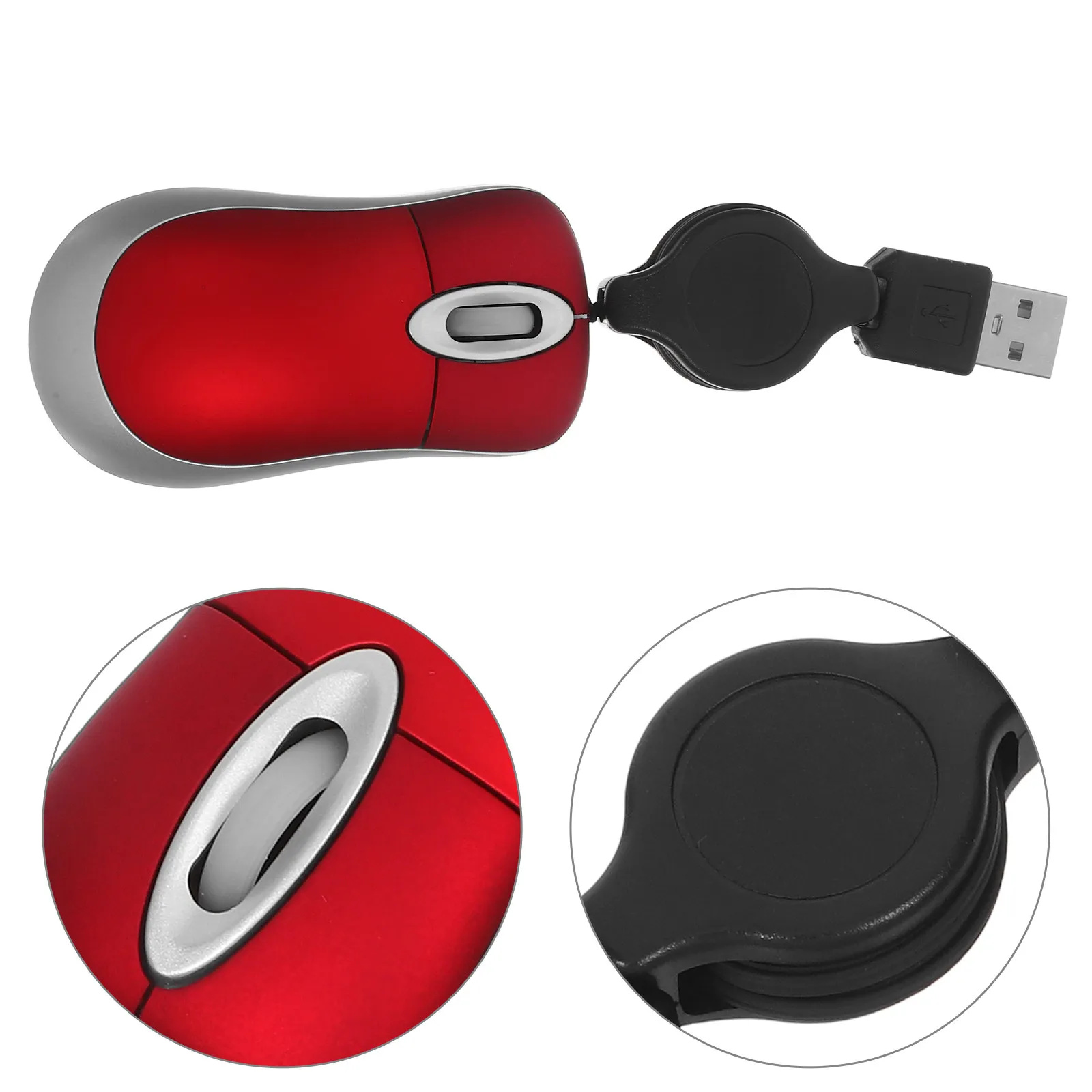 USB Mini Telescopic Mouse Red Portable Optical 1000Dpi Wireless Compatible Computer Notebook Silent Working Mouse