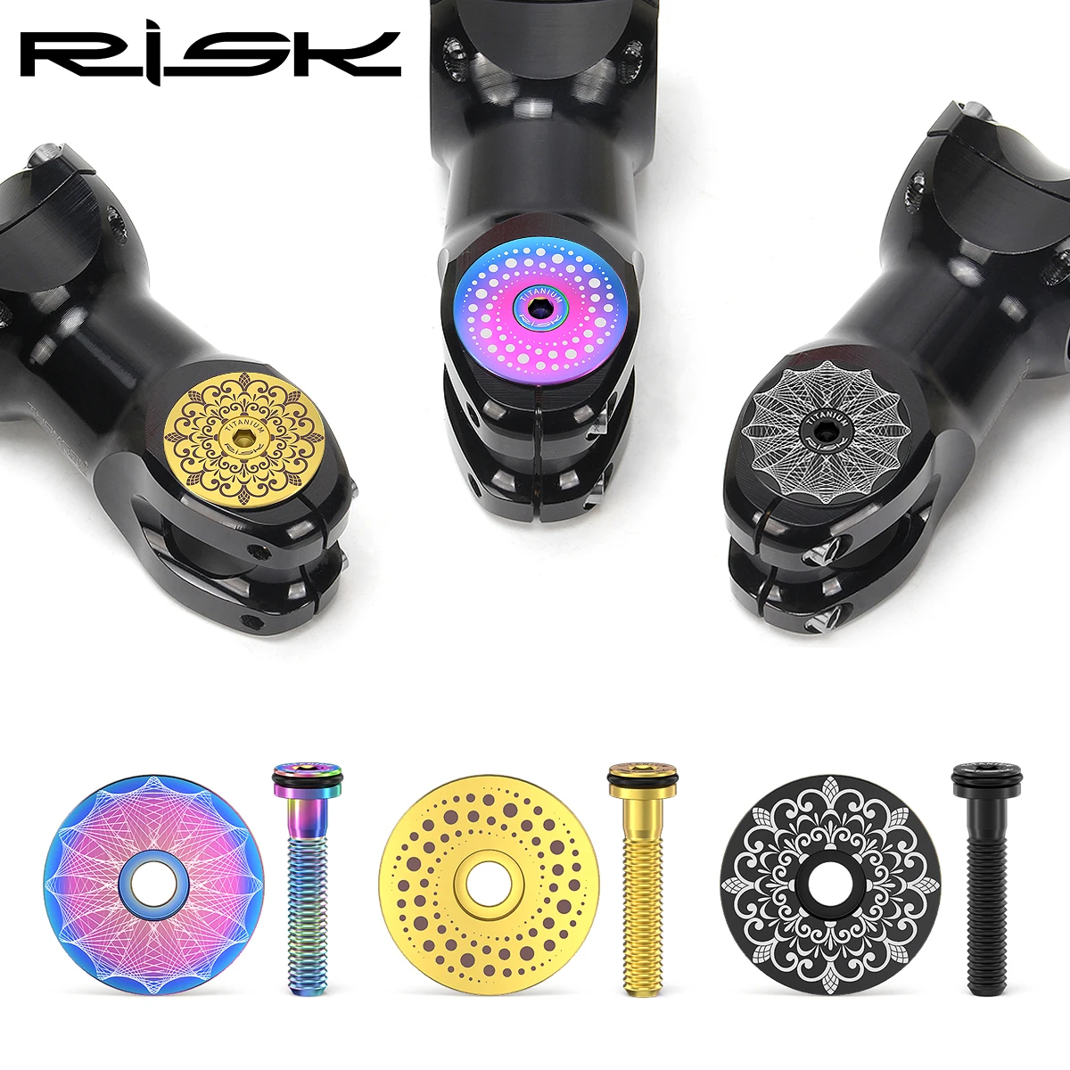 Risk Fahrrad-Vorbaukappen-Set aus Titanlegierung, halbgehohl, M6*30 Schraube für 28,6mm Vorderradgabel, Fahrradteile