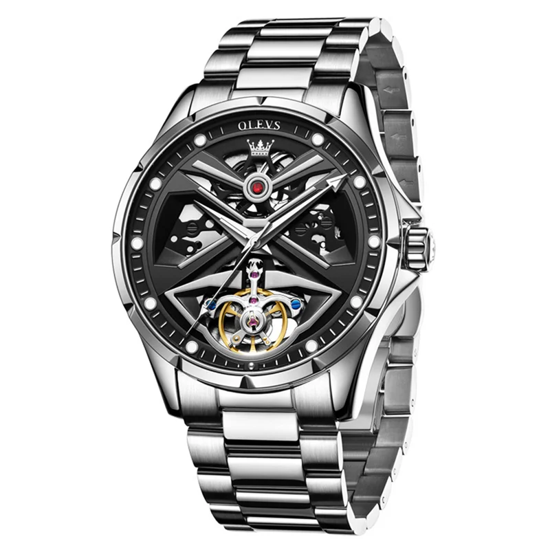 OLEVS 2024 Hollow Tourbillon orologi da uomo Top Brand Sport orologio impermeabile automatico meccanico da uomo orologio da polso militare Relogio