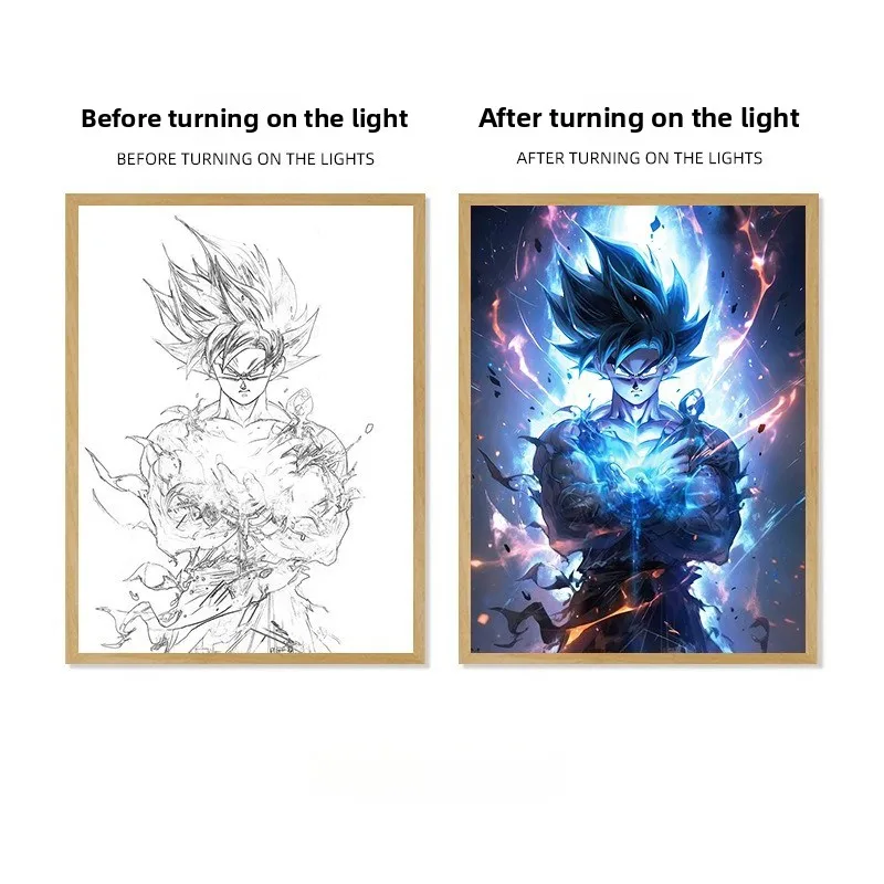 22cm/8.66in Dragon Ball Anime Light Painting Wukong Peripherals Night Led Luminous Cartoon Collectible Lamps Desk Party Supplies - Image 4