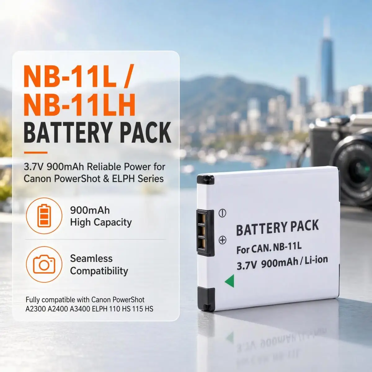 NB-11L NB-11LH 3.7V 900mAh Replacement Battery Pack for Canon PowerShot A2300 A2400 A3400 ELPH 110 HS 115 HS Digital Camera