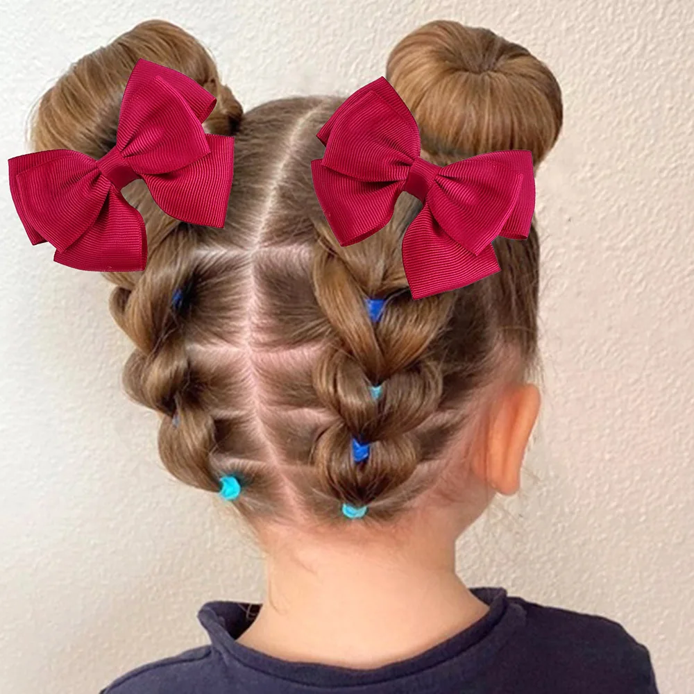 3pcs Red Bows Headband and Hair Clips Set for Girls Bow Grosgrain Ribbon Hair Accessories Headwear Hair Accessories for Girls