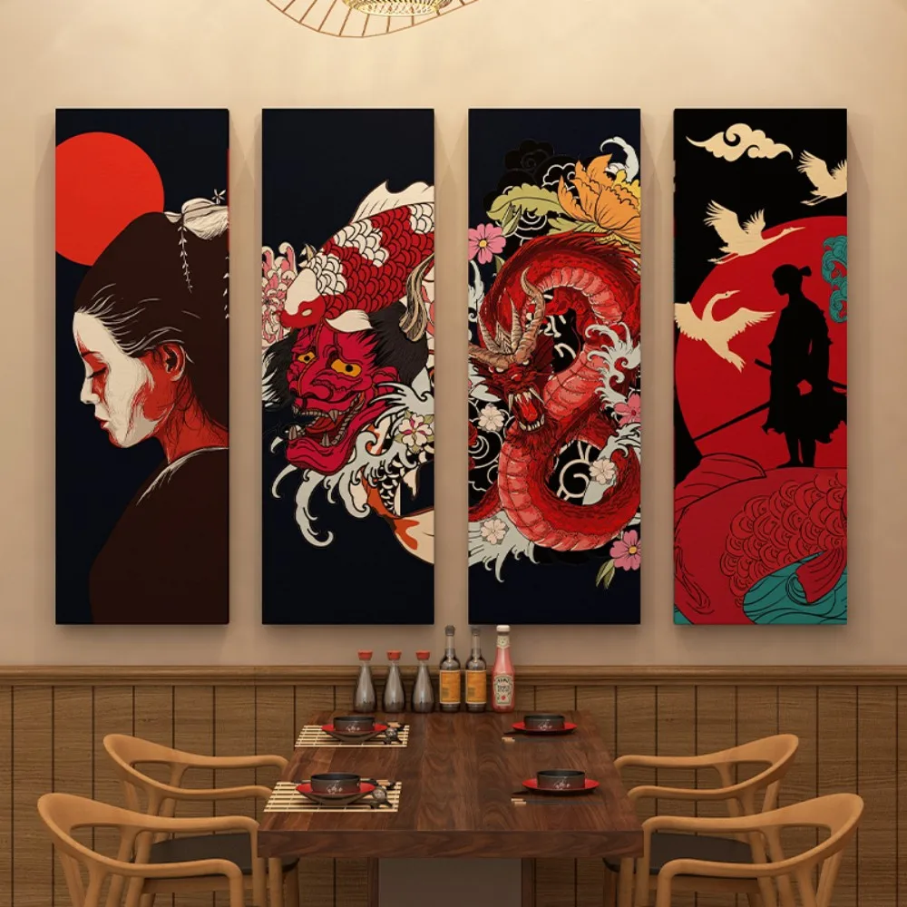 Japanese Ukiyo-e Geisha Poster Prints For Japan Izakaya Home Decor Abstract Bushido samurai Canvas Painting Wall Art Cuadros