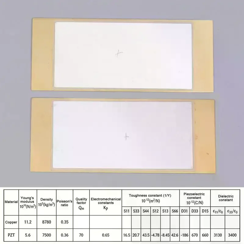 2Pcs Bimorph Piezo, Ceramic, Power Generation PZT Piezoelectric 80mmx33mmx0.6mm