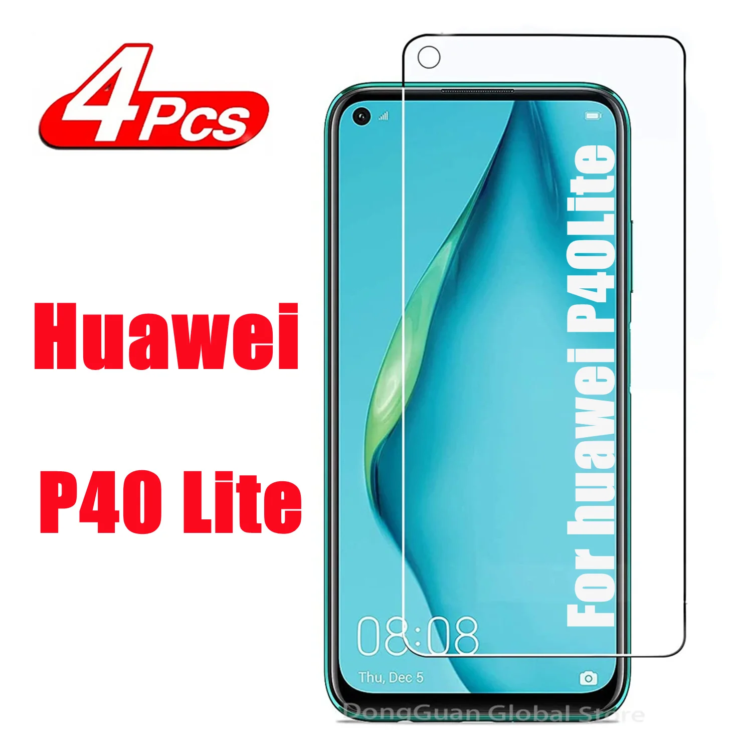 2/4Pcs HD Tempered Glass For Huawei P40 Lite Screen Protector Film