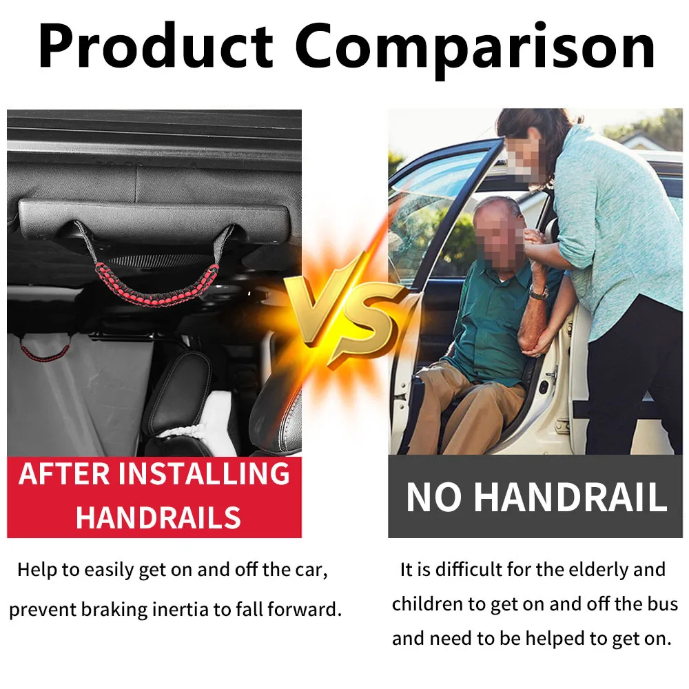 Suitable for Cars: Wrangler, Ford Bronco, Braided Paracord Handles, Off-road Vehicle Modifications, Roof Handles